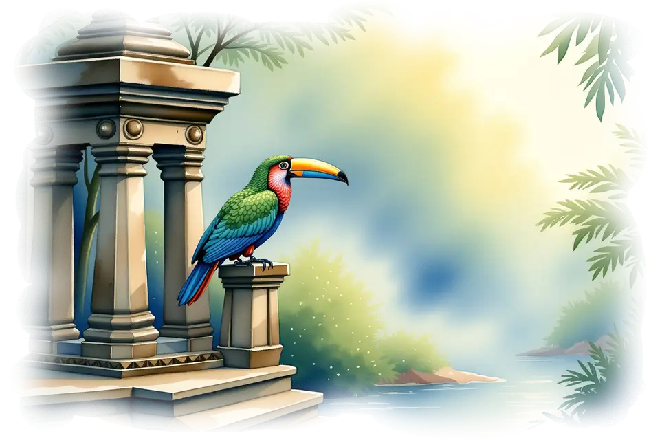 Bali jungle temple illustration from personalized Valentine's storybook