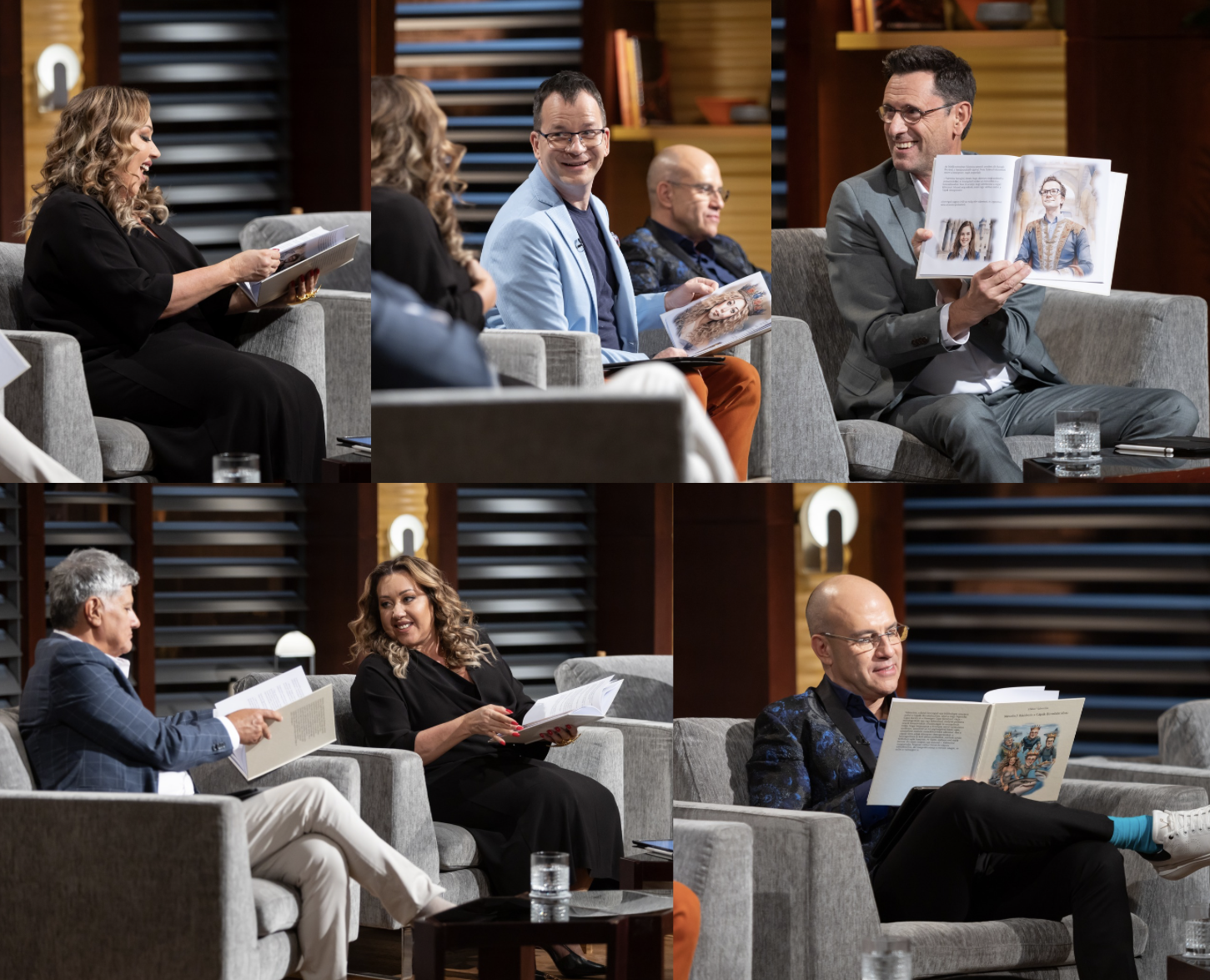 The 5 Sharks with the book