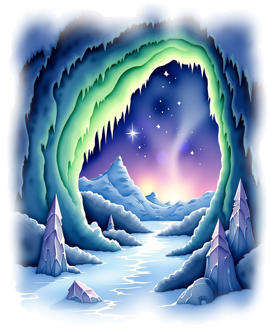 Magical Christmas scenes with northern lights